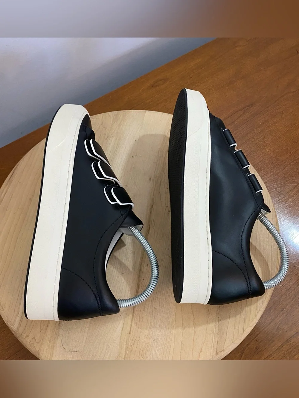 The Row Dean Sneaker Low Top Strap Black Leather White Women’s EU 38 US 8 Casual - Picture 13 of 16